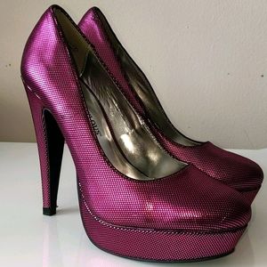 Brand New Metallic Magenta Platform Pumps